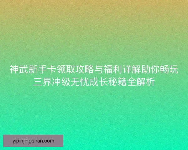 神武新手卡领取攻略与福利详解助你畅玩三界冲级无忧成长秘籍全解析