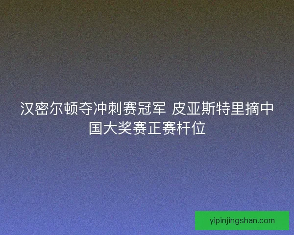 汉密尔顿夺冲刺赛冠军 皮亚斯特里摘中国大奖赛正赛杆位